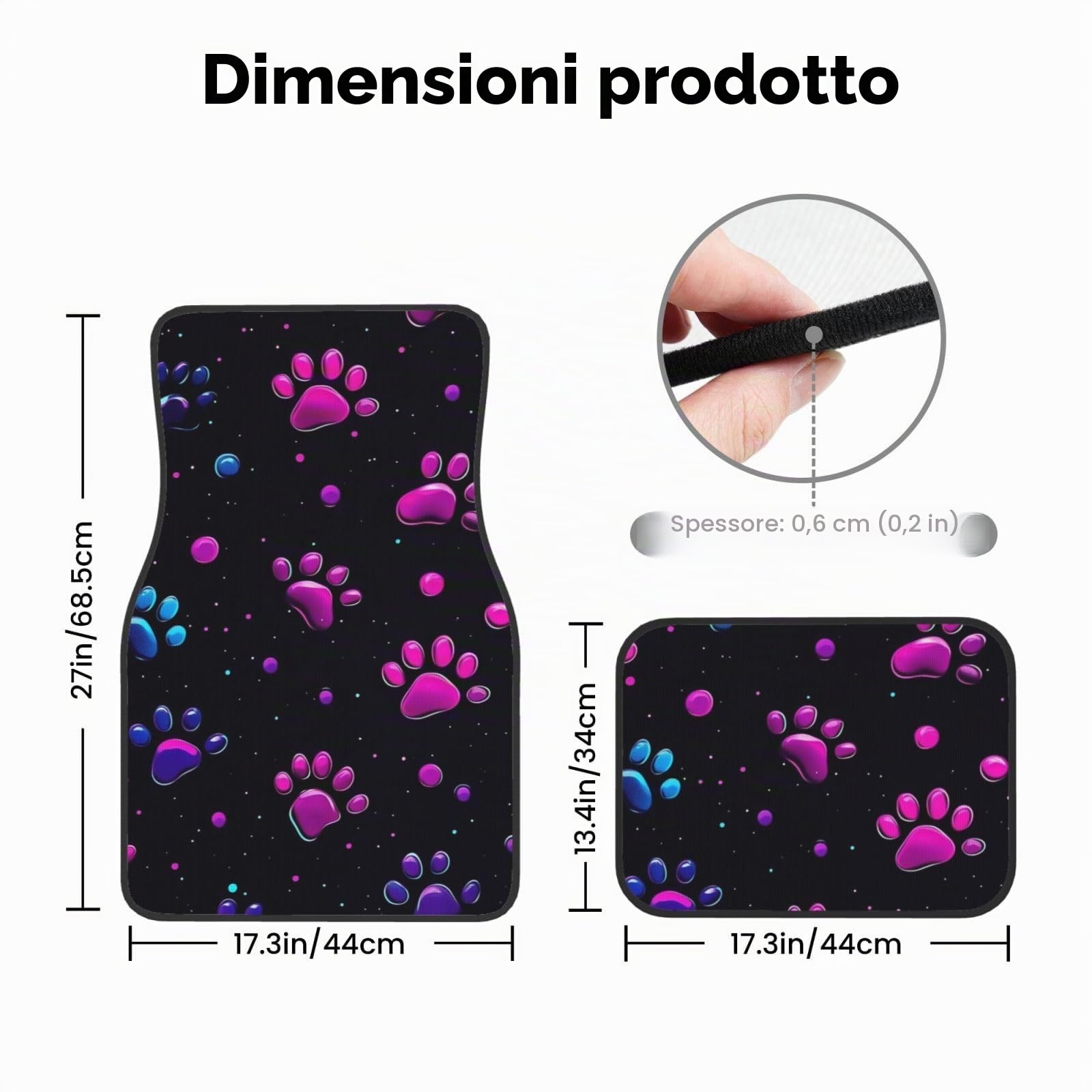 Mexpekil Set di 4 tappetini per auto al neon rosa e viola universali, antiscivolo, tappetini per auto, tappetini decorativi per auto, protezioni per tappetini per SUV, furgoncini, camion