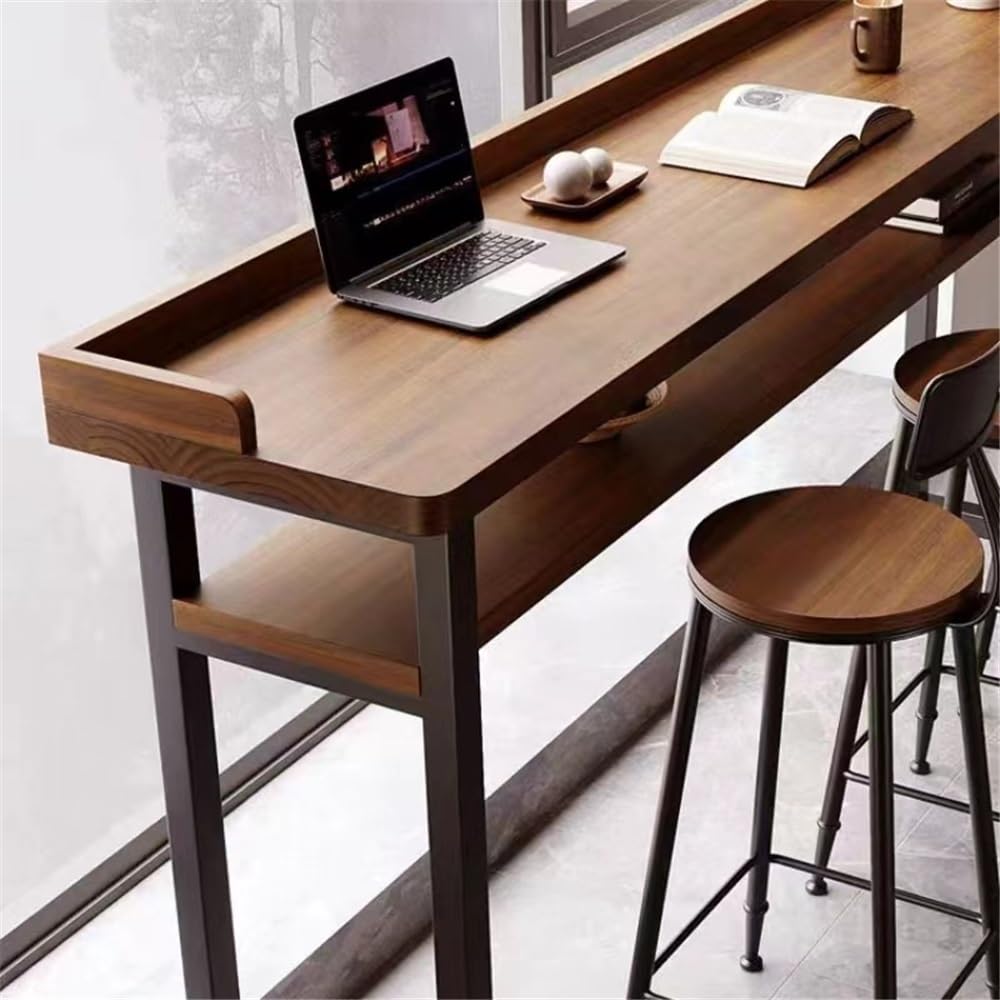 Table de Bar Table de Bar rectangulaire à Double Couche avec cloison, idéale for la Cuisine, Salle Manger et Le Salon(160 * 40 * 105cm)