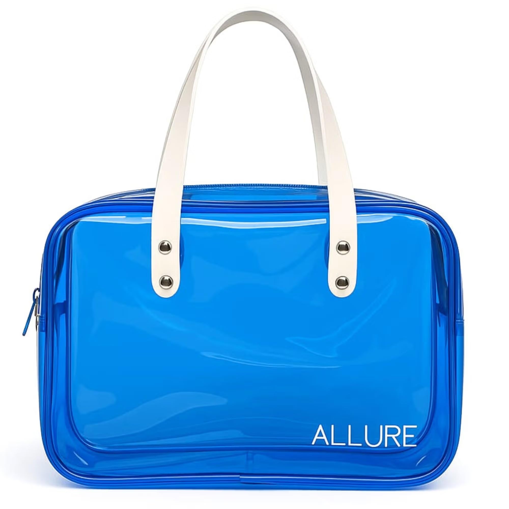 Transparent Blue Travel Toiletry Bag with White Handles-AV-04 (1pc)-image-3