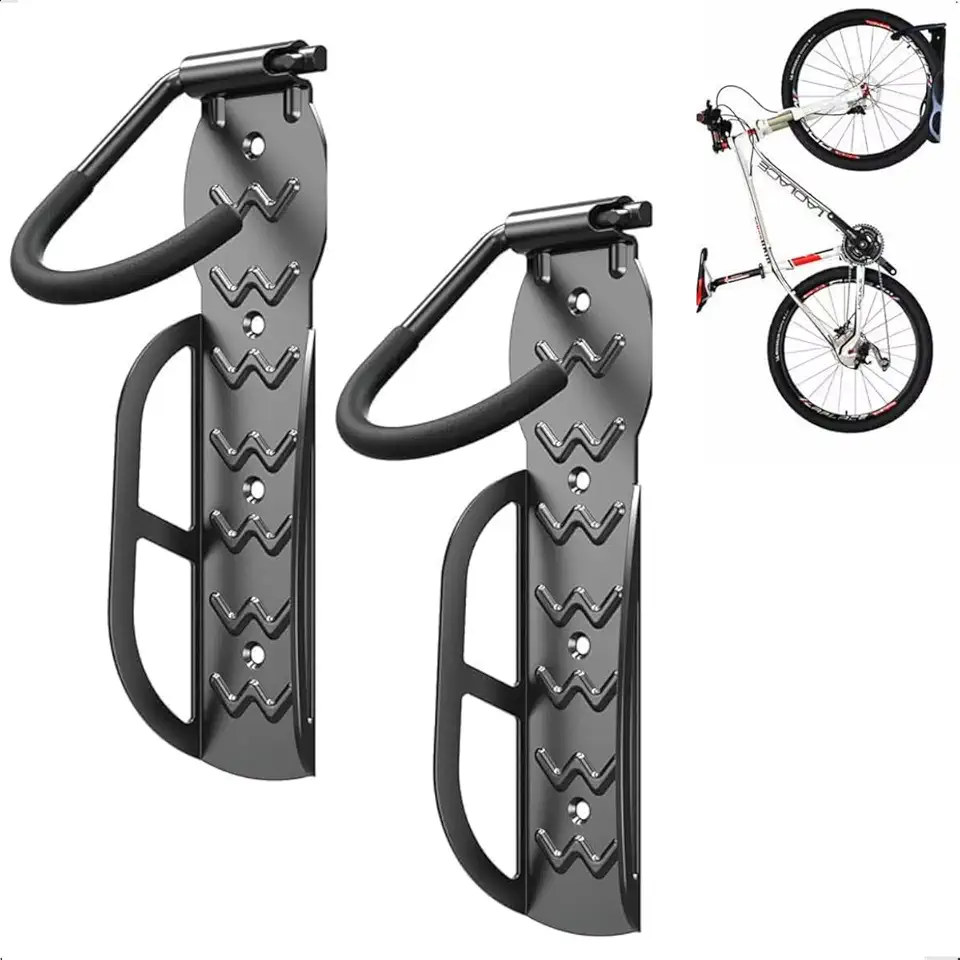 Suporte Bicicleta Parede Com Apoio De Pendurar Bike Na Vertical Resistente Com Gancho Emborrachado Preto