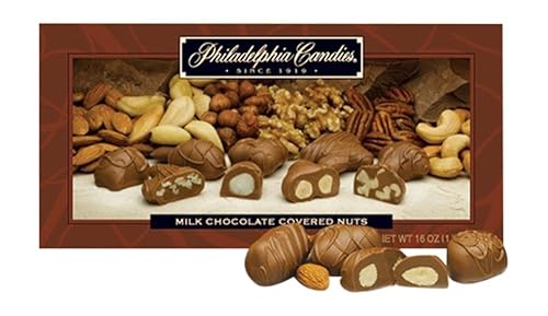 Philadelphia Candies Nueces surtidas cubiertas de chocolate con leche caja de regalo de 1 libra almendra Brasil anacardo avellana nuez