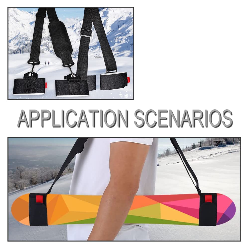 Cinghie da sci regolabili per snowboard, con velcro, per bambini, uomini e donne, Nero , 15.1*16*2.4