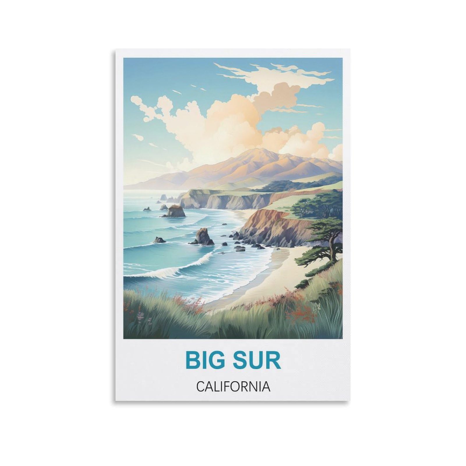 Vintage Metal Tin Signs,Big Sur California,Tin Sign Metal Retro Art Wall Poster for Home Club Garden Decor 15x30cm