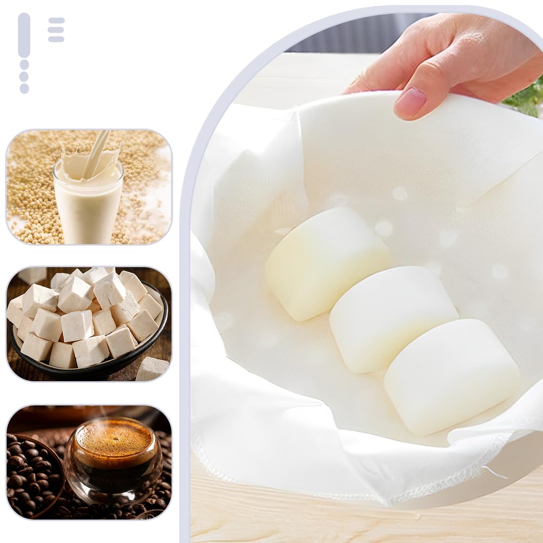 Heveer Lot 8 Étamines Alimentaires 50x50 Cm – Tissu Coton Filtrant Fin Pour Fromage, Jus, Lait Végétal & Café