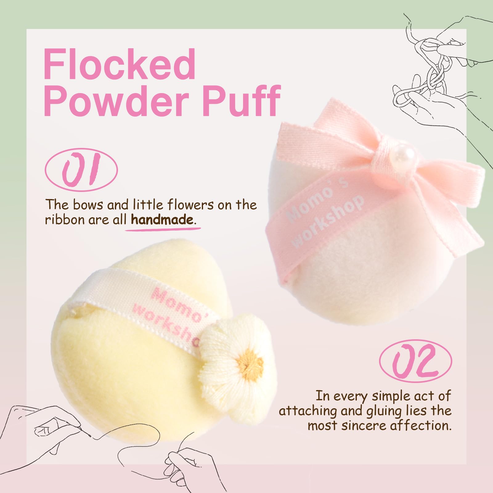 Momo's Workshop Denim Makeup Sponge, MINI Blending Puff for Liquid & Cream Foundation, Long-Lasting Foundation Puff,Green 4pcs - Image 2