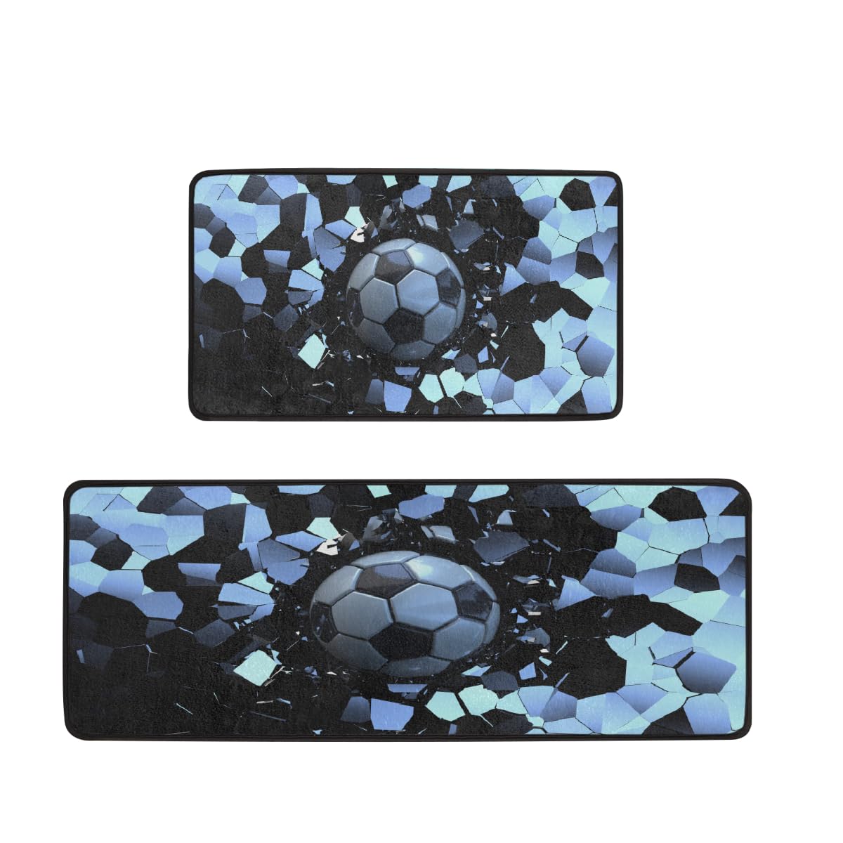 Juego de alfombrillas de cocina Mexpekil de dos piezas con diseño deportivo de fútbol plata