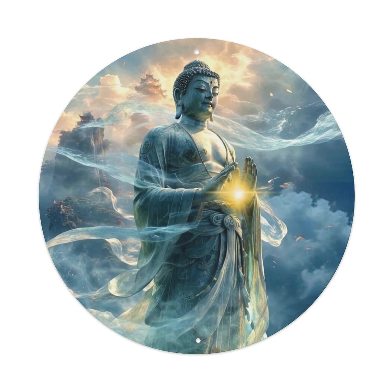 Buddhism Artwork Buddha on The Clouds Metal Tin Sign