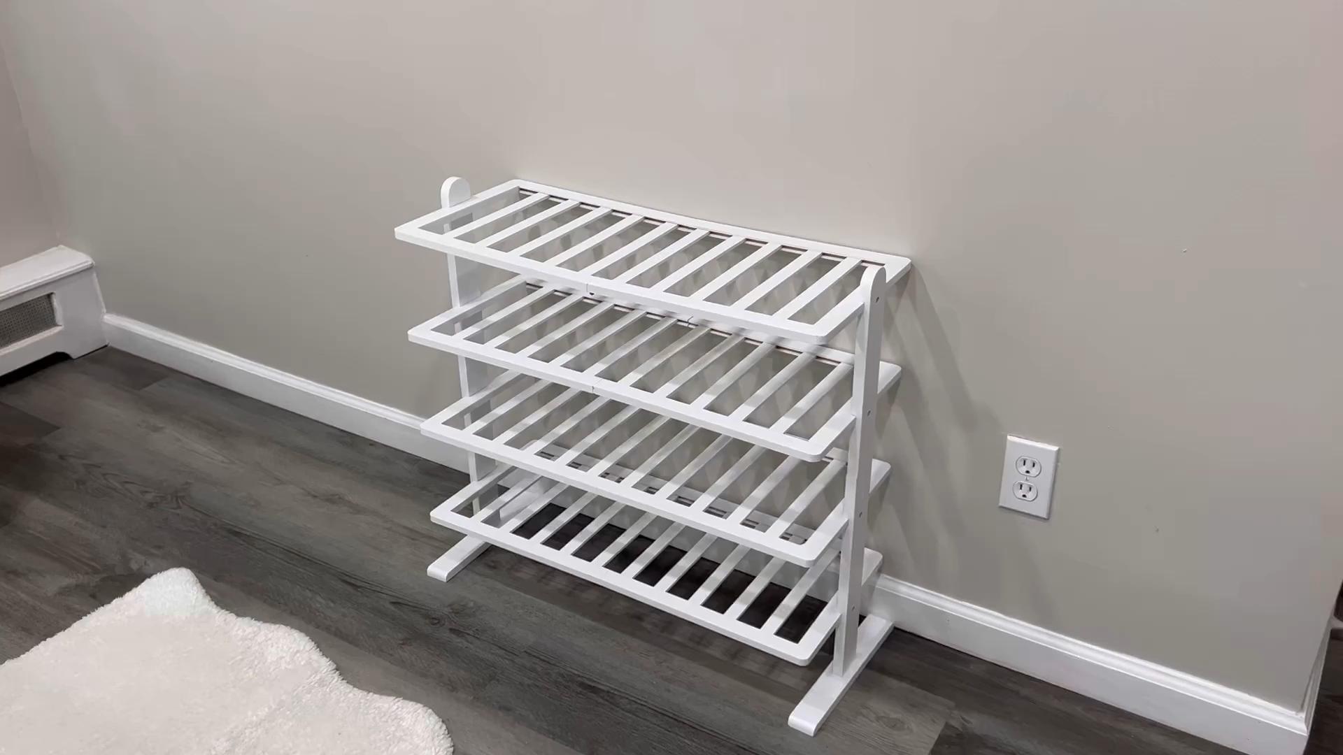 Amazon.com: Varhomax White Shoe Rack, 4-Tier Bamboo Shoe Rack