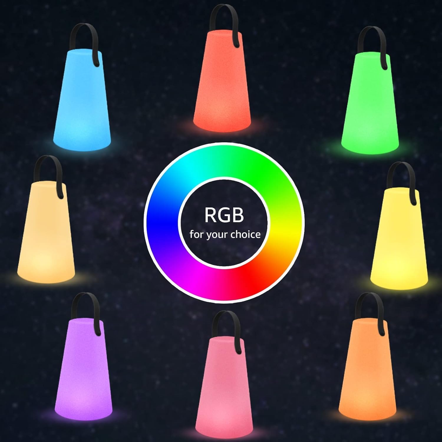 2er-Set LED Akku Tischlampe Outdoor Kabellos lampe Dimmbar, 8 Farben, USB Aufladbar Tragbare Campinglampe Laterne, IP44 Wasserdicht mit Fernbedienung für Balkon Garten Camping Gartendeko