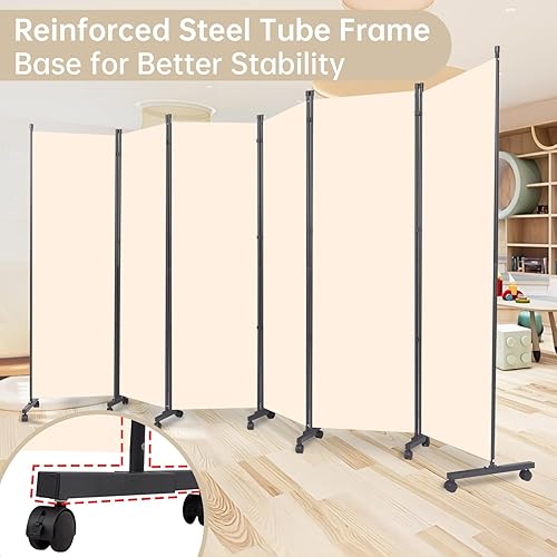 Miniatura 31 de Divisor de habitación plegable con ruedas, divisor de 6 pies de alto para separación de habitaciones, divisores y divisores móviles de habitación,