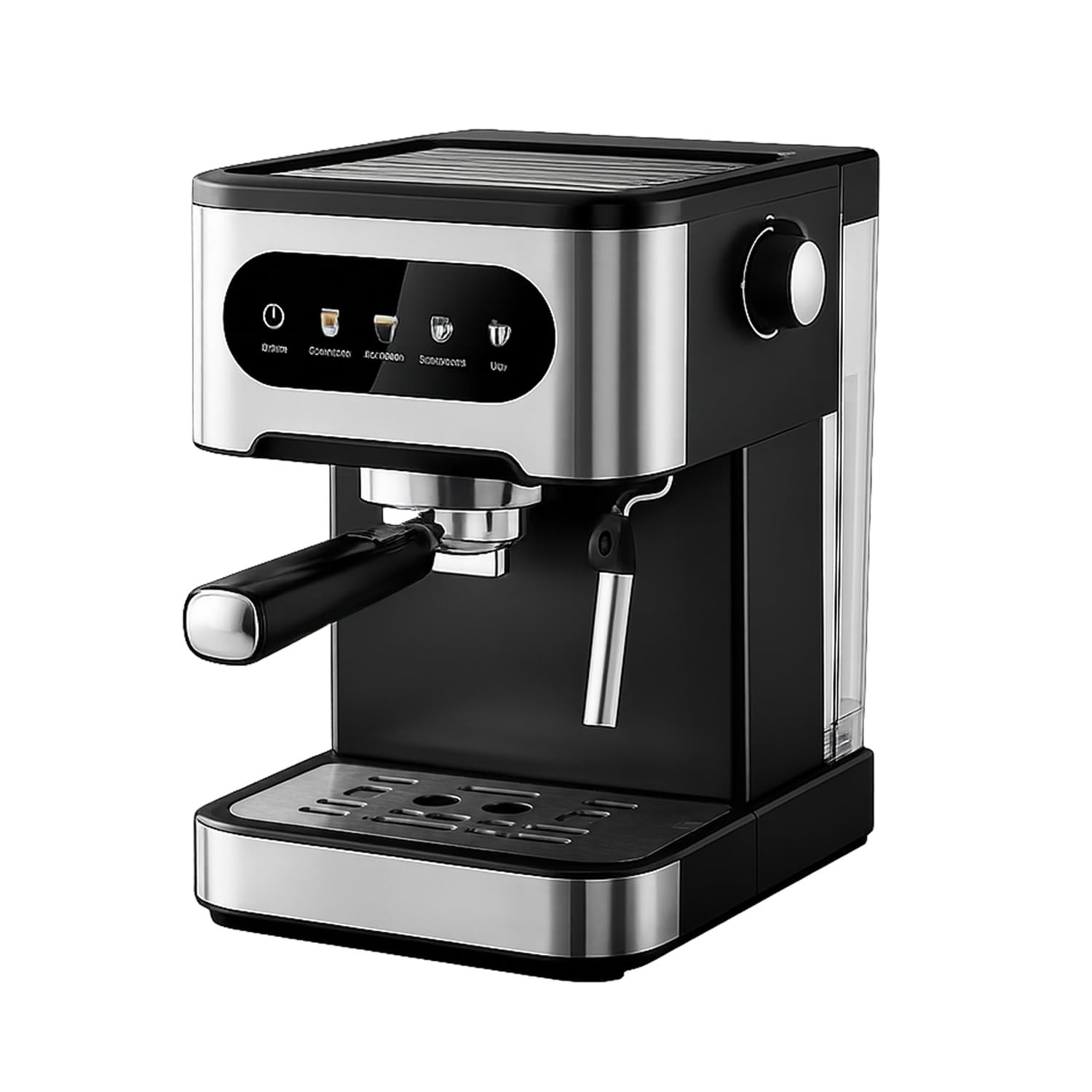 GEEPAS Espresso Machine with Milk Frother | 20 Bar Pressure 1350W Thermoblock 5-in-1 Coffee Maker | Touch Control Colour Panel 1.5L Tank Dual Filter Espresso Americano Steam Functions for Home Use
