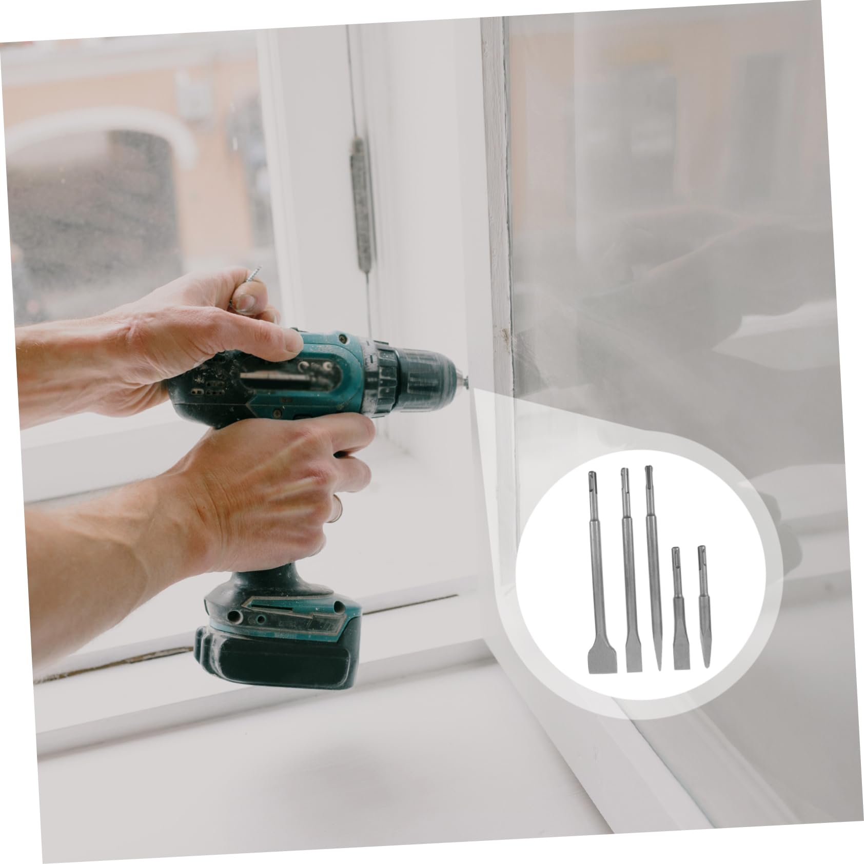 PartyKindom 5pezzi Punte Scalpello Per Trapano Percussione Accessori Per Muratura e Calcestruzzo Scalpelli Per Progetti Di Costruzione e Ristrutturazione Con Custodia Portatile Per Facile