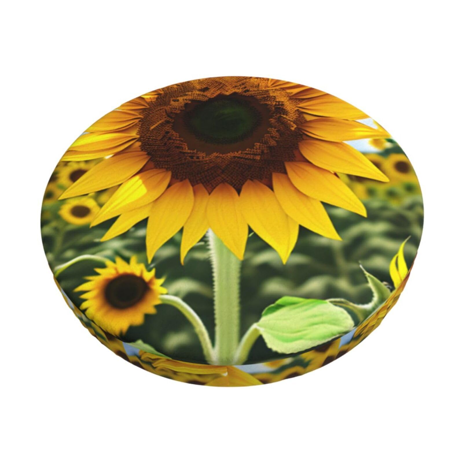GUCHENP Yellow Sunflower Print Round Bar Chair Cushion Cover,Washable Chair Protector For Indoor Home Furniture Decor