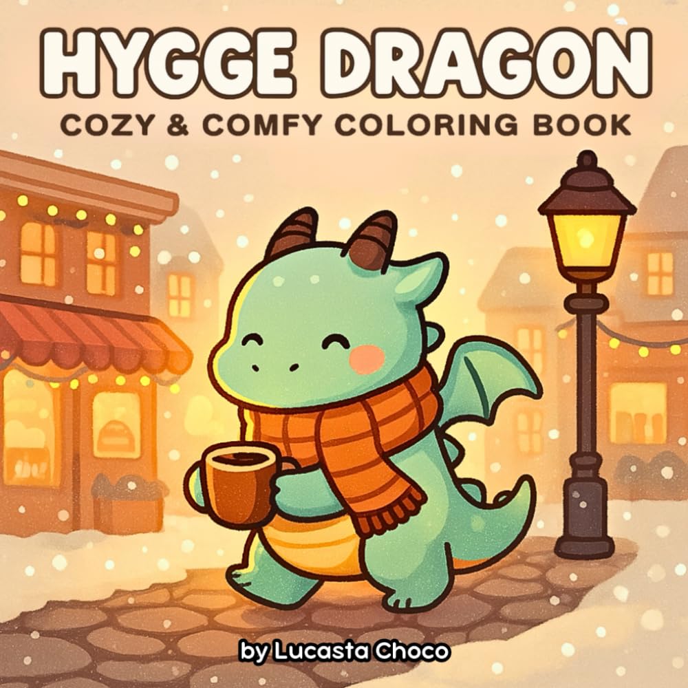 Hygge Dragon Coloring Book: 40 Cozy & Cute Winter Coloring Pages for Kids and Adults to Relax and Unwind