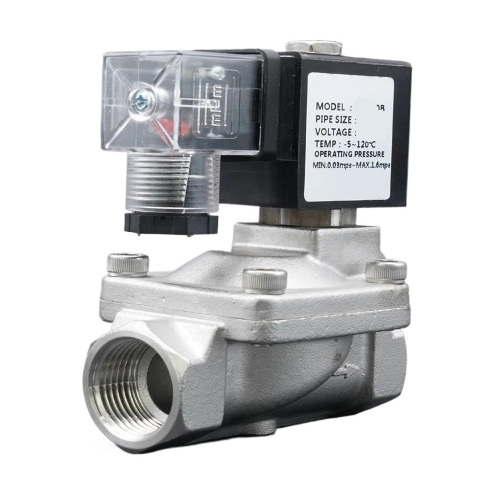 Électrovanne 1 pouce inox anti-fuite NC 380V pour fluides chauds
