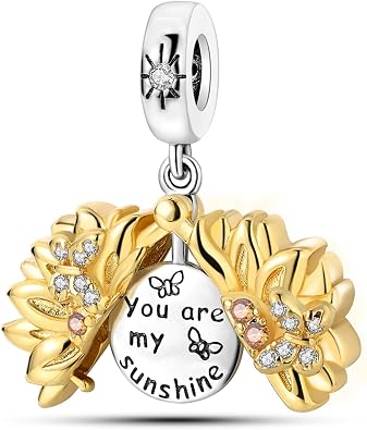Gold Dangle Charms Compatible with Pandora Charms Bracelets, 925 Sterling Silver Heart Cross Acorn Maple Leaf Dog Unicorn Charm Pendant Bead for Women Necklaces