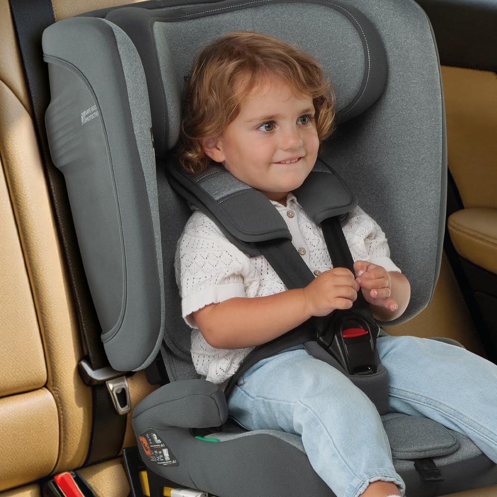 Foppapedretti Progress I-Size, seggiolino auto per bambini da 76 a 150 cm di altezza, 15mesi-12 anni, conforme ECE R129, Carbon