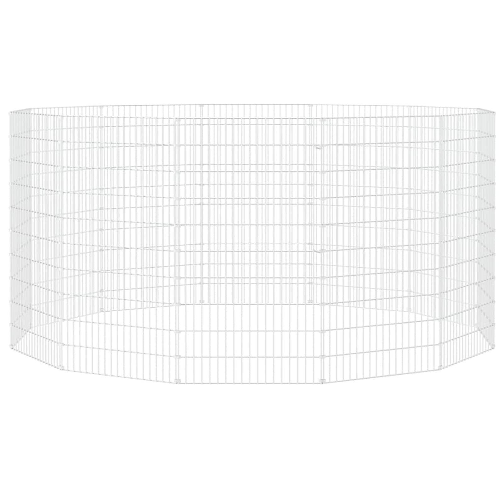 Brokky Recinto per Animali Ruspante 12 Pannelli 54x100cm Ferro Zincato,Recinto per Cani da Giardino,Gabbia per Conigli,Recinto per Animali Domestici,Gatti,Cuccioli,Porte con Chiavistello e Parasole,in