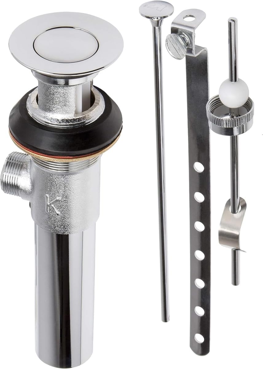 1.25 in. Decorative Pushbutton Sink Drain with Over Flow Polished Chrome