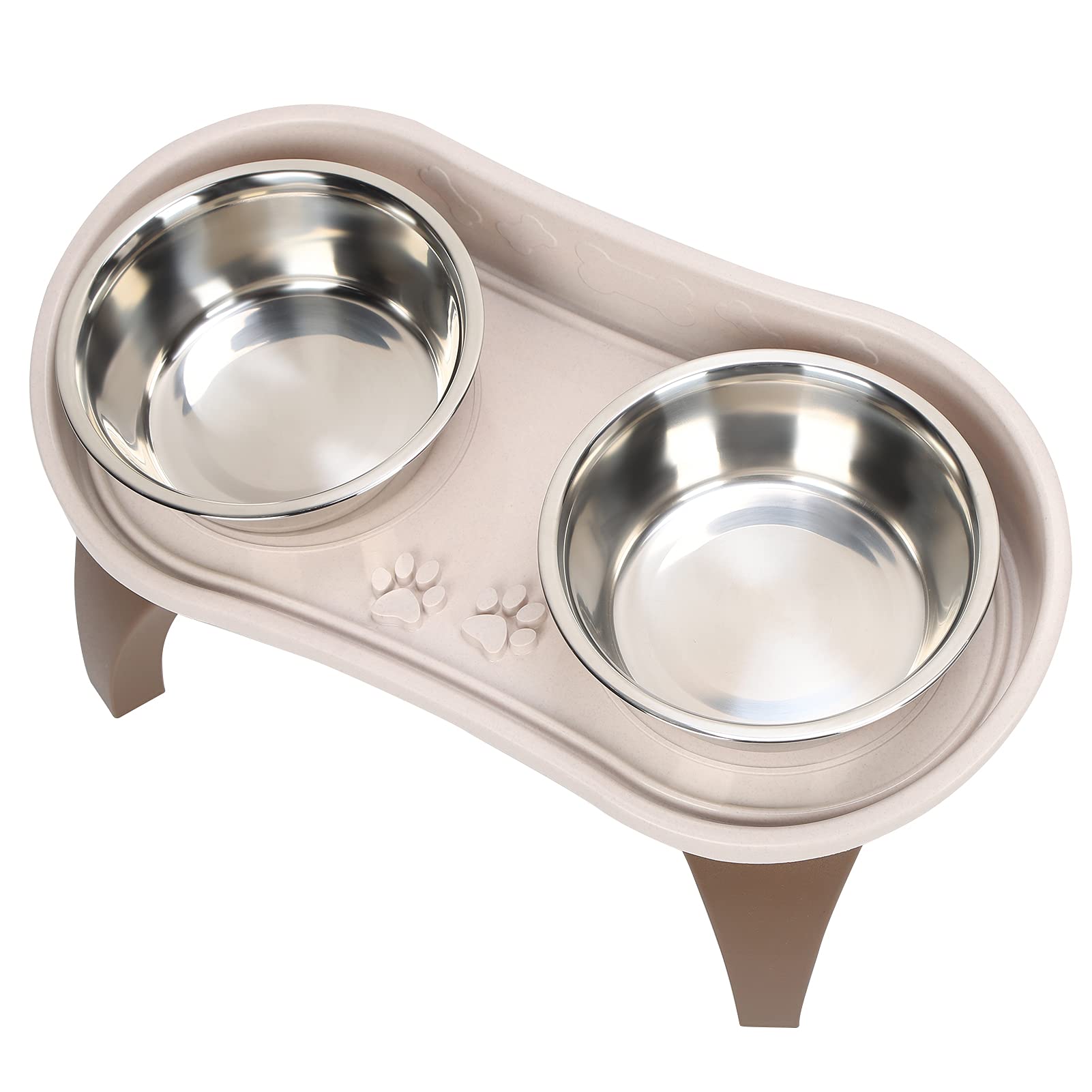 Cuencos Elevados para Perros, Soporte de Plástico con 2 Cuencos de Acero Inoxidable, Comedero Elevado para Perros Pequeños, Medianos y Grandes, 21 X 8,7 X 10,2 Pulgadas