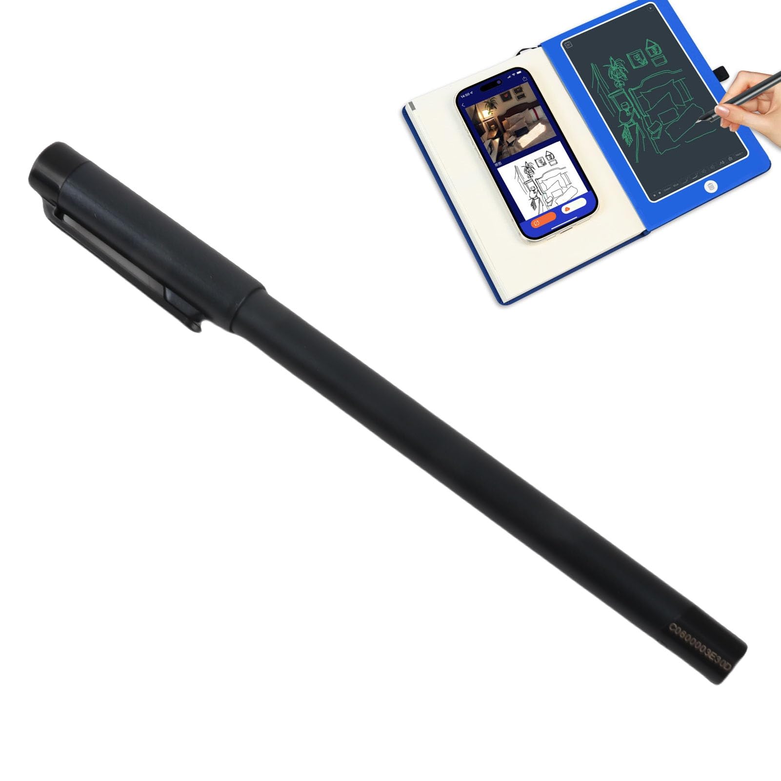 SMAR Digital Pen, Dessin AI, Partage en Temps Réel pour la Synchronisation du Carnet Numérique, Lecture, Traduction avec 5.0.USB Rechargeablepen, 80 Feuilles, 3 Pinces (Texture de Lin Rouge)