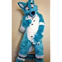 Blue White Fur Fox Dog Husky Mascot Costume Furry Suit Fursuit Halloween Carnival Outfits