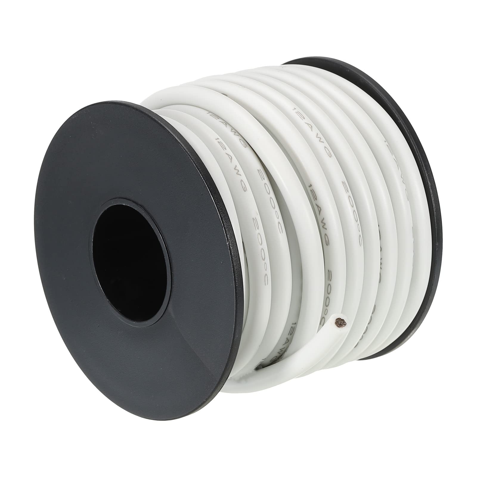 sourcing map 12 Gauge Silicone Wire 12AWG Stranded Wire High Temperature Hookup Tinned Copper 7.5m/25ft White Spool for Model Wiring, DIY Wiring