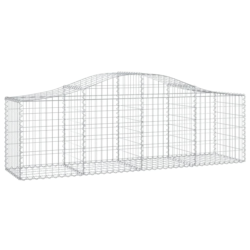 Gaviones con arco alto, 12 unidades, 200 x 50 x 60/80 cm, hierro galvanizado, para barrera de jardín y protección visual como pared de gaviones estable