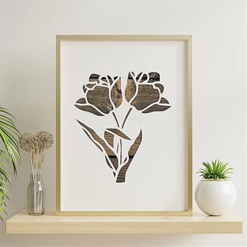 Miniatura 5 de JAJADO Plantilla de pantalla de seda reutilizable, kit de plantillas de flores florecientes, plantillas botánicas, plantas de flores silvestres,