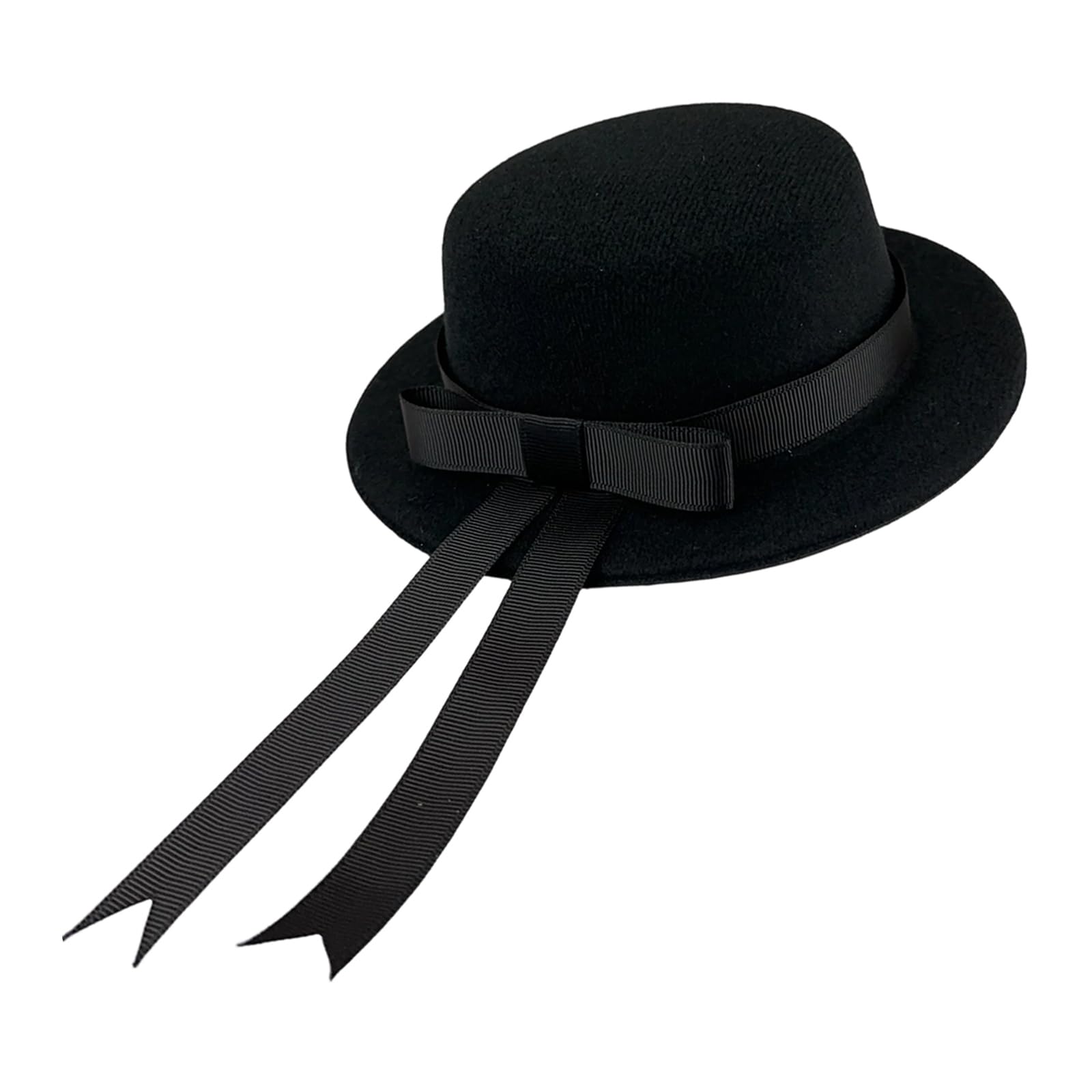 Jazuaiao Tiny Felt Hat with Ribbon Miniature Doll Hat Decoration for Costume Crafting Sewing Project Clothing Decoration Accessories