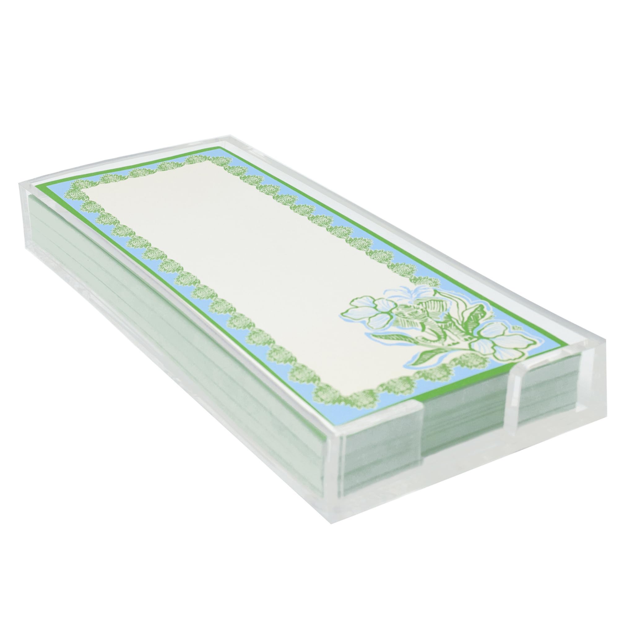 Lilly Pulitzer Bloc de notas con soporte acrílico, 4 x 1.75 pulgadas, bonitos suministros de papelería para el hogar y la oficina, incluye 200 hojas (diseño de elefante)