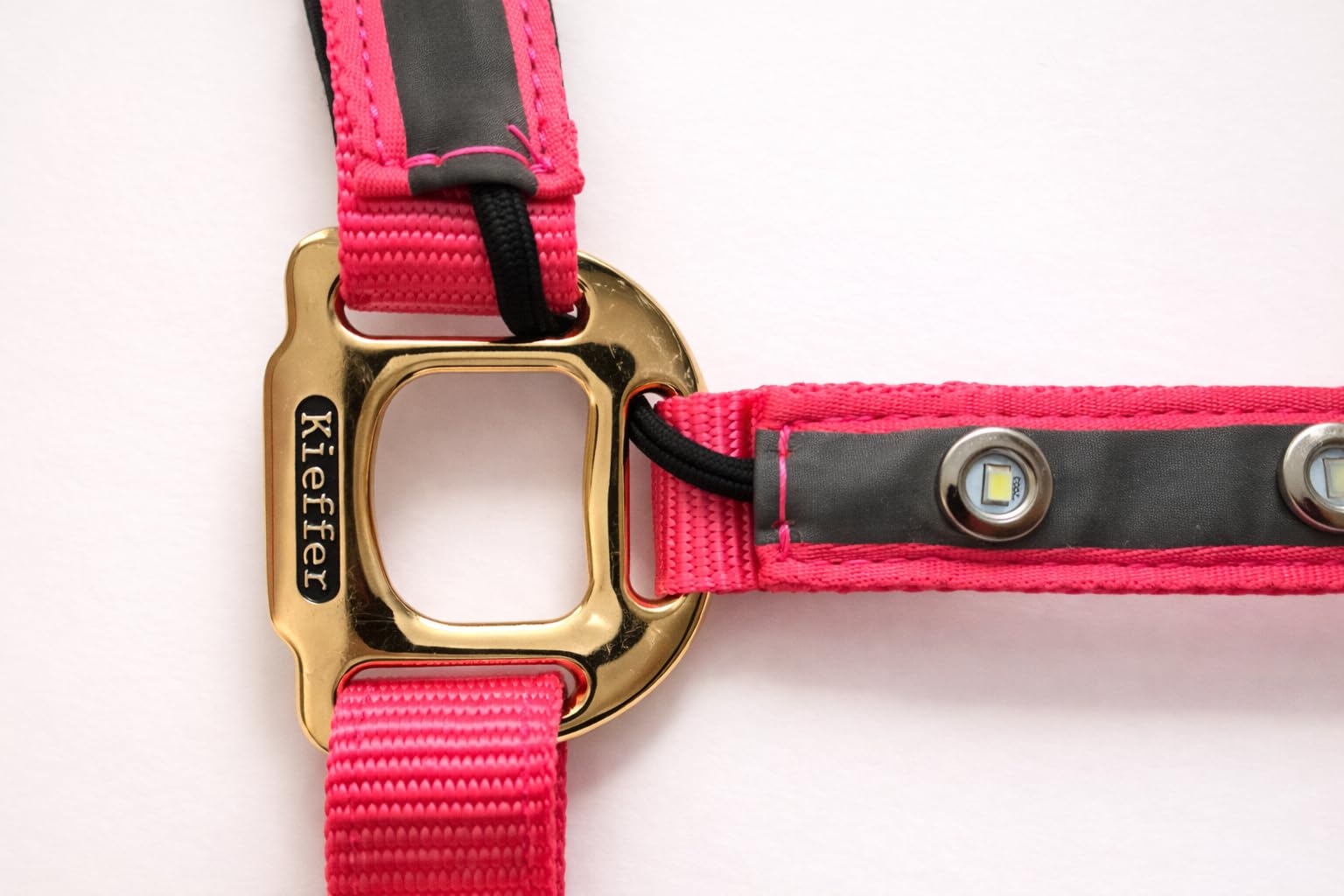 Cavezza luminosa di alta qualità per stalla, cavezza luminosa con LED in nylon (Cob/VB, rosa/oro)