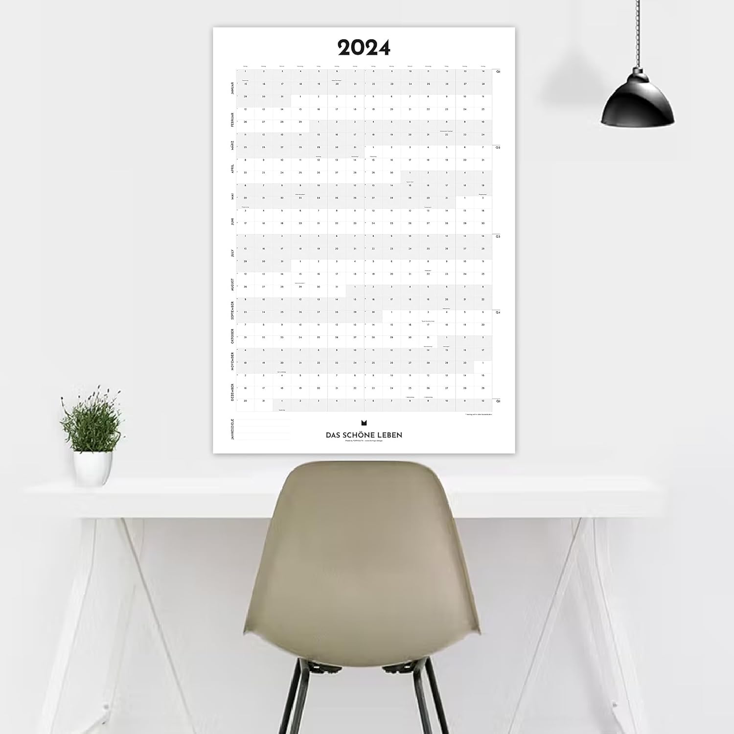 FORMGUT® Jahreskalender 2024 Wandkalender – Kalender groß für die Wand