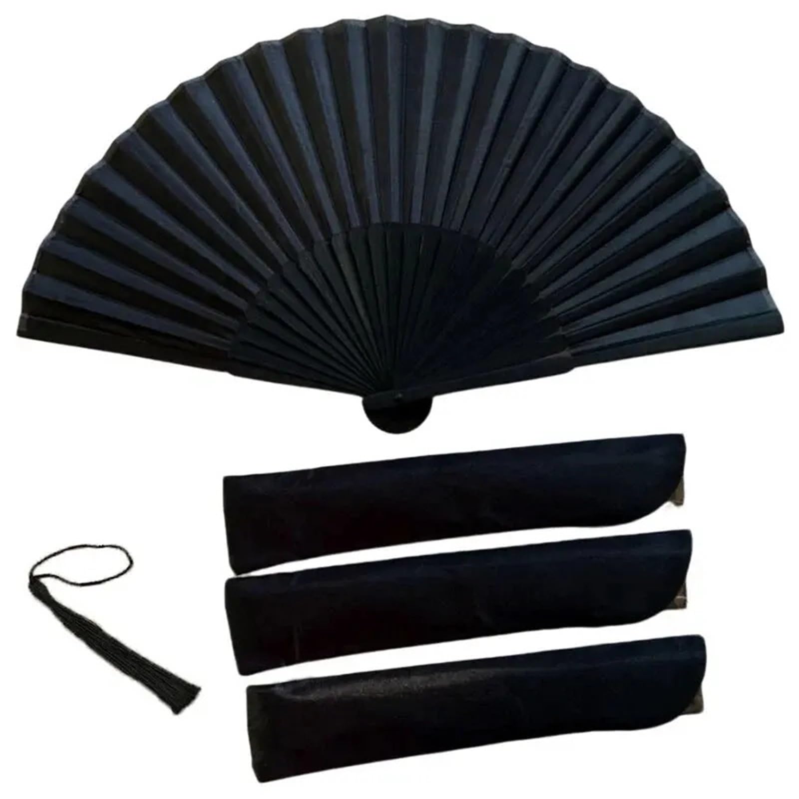 Zeahkri Folding Fans 6pcs Black Hand Fan Vintage Folding Fans Wedding Party Favor Supplies Dance Home Decorative for Wedding Performance Dancing