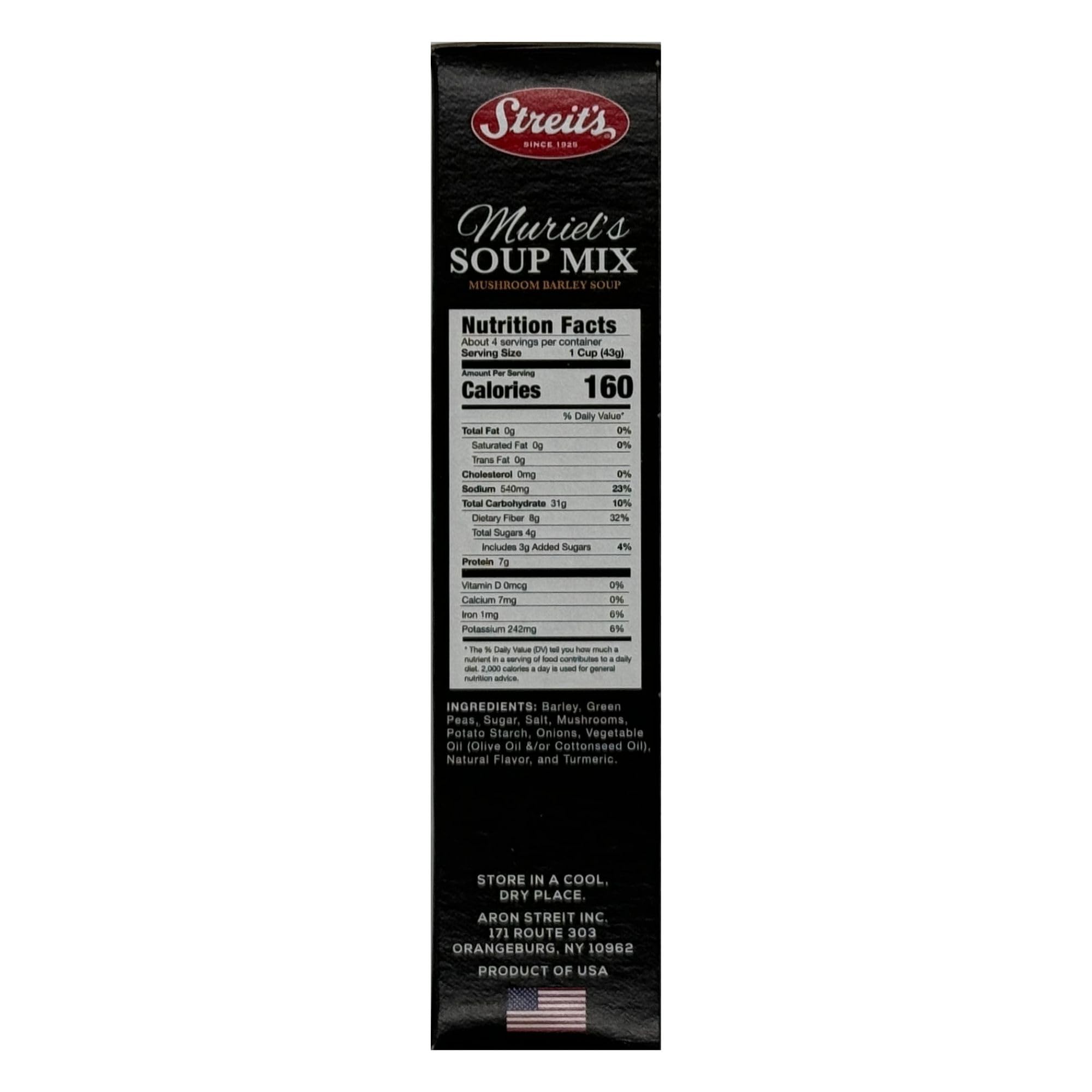 Streit's Mushroom Barley Soup - Muriel's Soup Mix, Hearty Mushroom Soup, Kosher Certified, No MSG or Hydrogenated Oils, Just Add Water, Vegan, Family Owned (6oz, Pack of 3)