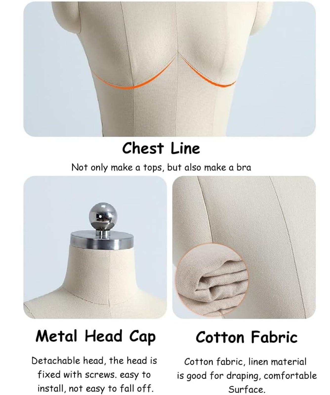 sdneNest Formas de vestido femenino para costura, maniquí de costura con brazos, maniquí de talla grande, soporte de torso con ruedas para coser ropa, modistas de sastrería, hermoso escenario