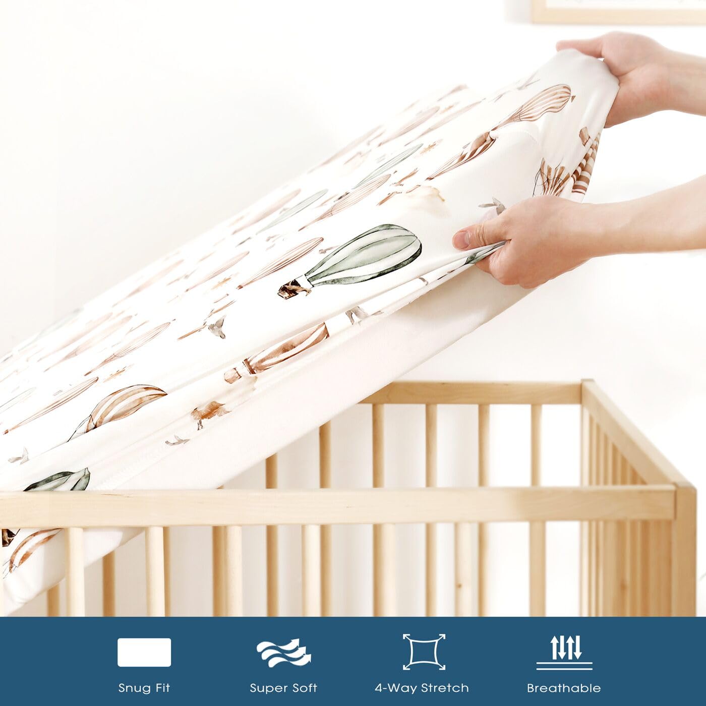 Juego de 2 sábanas bajeras elásticas de punto jersey ultra suaves para cuna, se adaptan a todos los colchones estándar de cuna, seguras y cómodas, sábana bajera ajustable para niños y niñas, elegantes