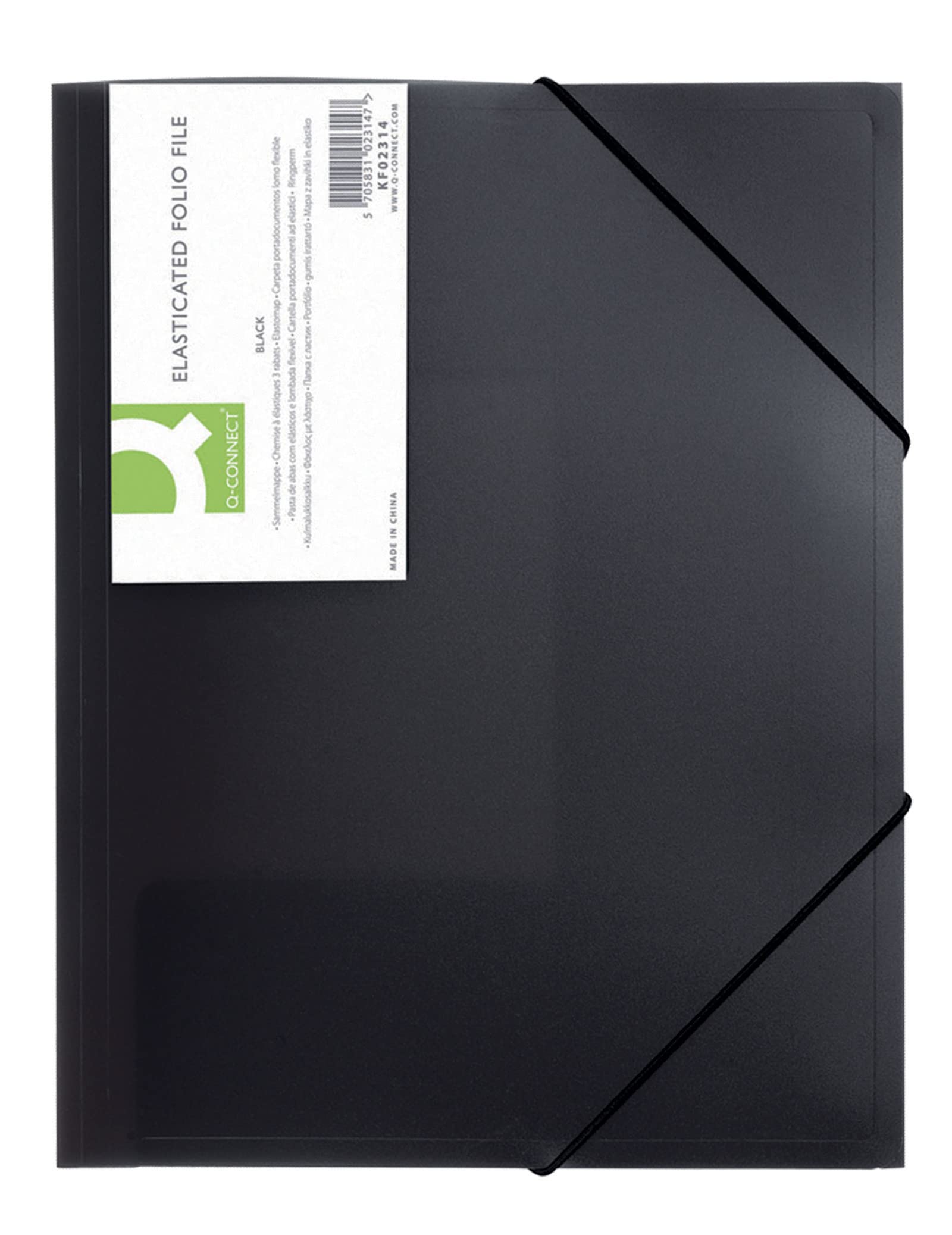 Q Connect A4 Elasticated Folio - Black