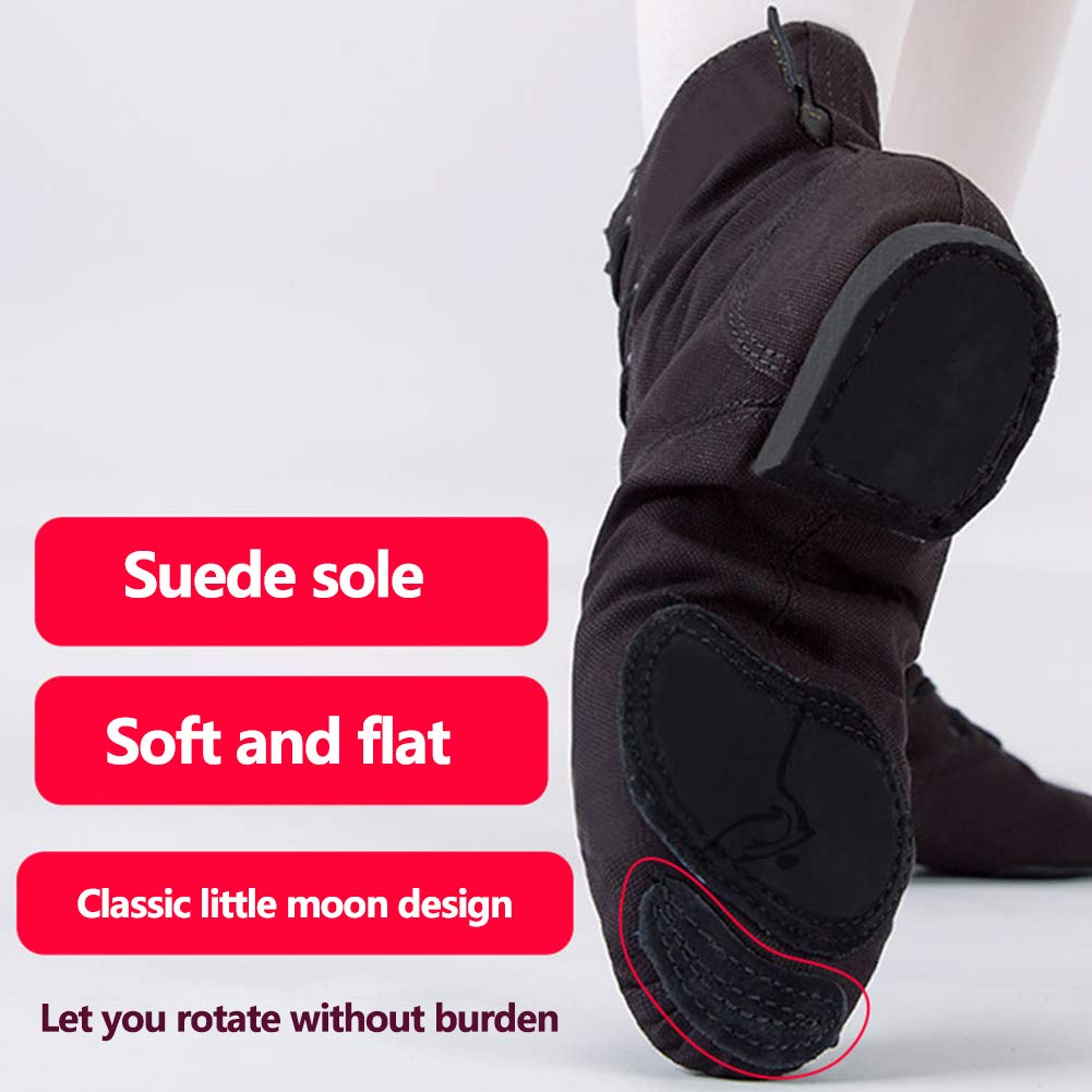 Lienzo Jazz Dance botas, zapatos de suela blanda Deportes Fitness, zapatos de baile, ligero, cómodo y zapatos de cordones de ejercicio duraderos