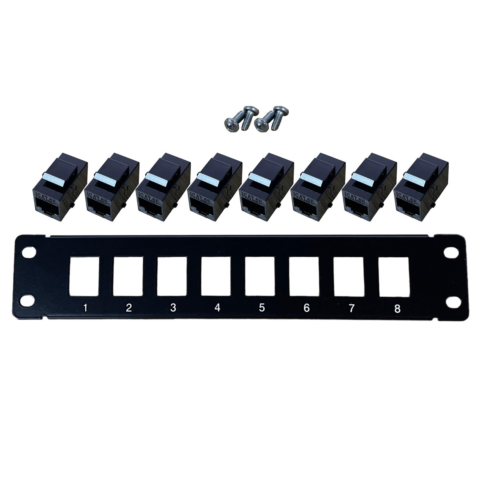 GRABLOOM 8-Port CAT5e Shielded Panel RJ45 10G Ready Metal Housing Color-Coded Labeling for T568A and T568B Wiring Rj45 Panel Coupler 8 Ports Pass Through Wall Mount