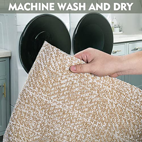 Boho Hallway Runner Rug 2'X 6',Khaki/Cream Hand-Woven Washable Entryway Runner Rug Cotton Farmhouse Laundry Room Runner Rug For Bedroom Bathroom Sink Foyer Bedroom #TOP3