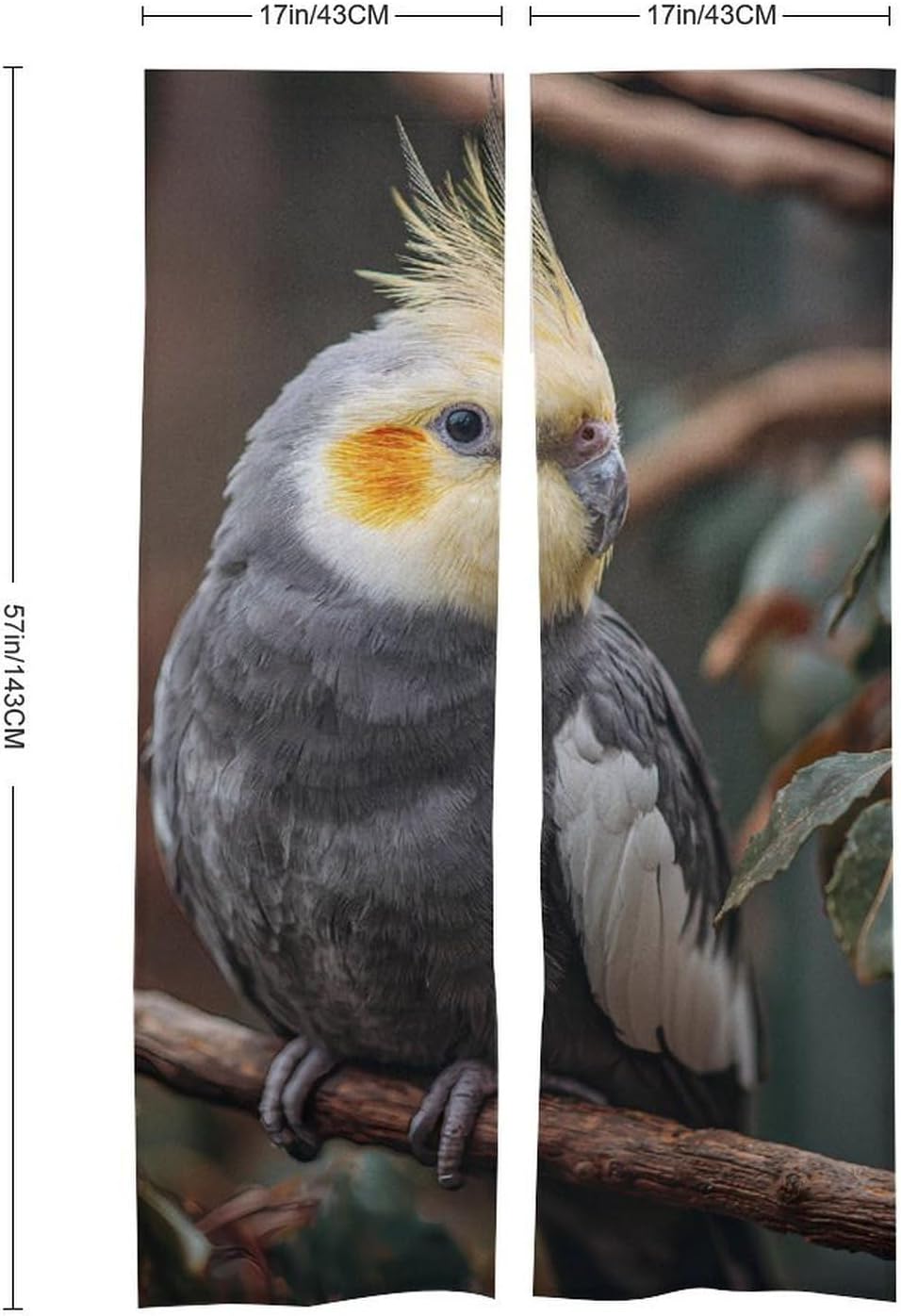 Cockatiel on The Branches Doorway Curtain Insulated Room Divider Drapes | white linen,privacy curtains