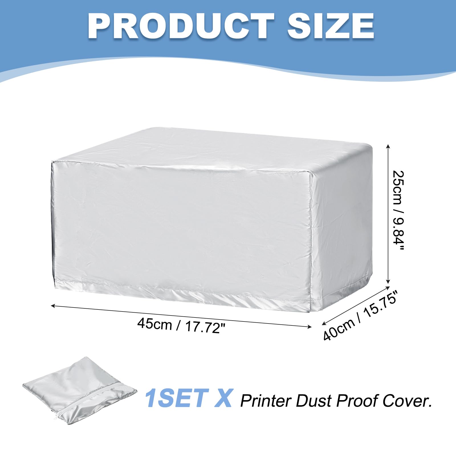 PATIKIL 45 X 40 X 25Cm Funda Protectora Para Impresora Plateado | 1Pcs, Cubierta Protectora De Poliéster Antiestática E Impermeable Para Varias Impresoras O Fotocopiadoras