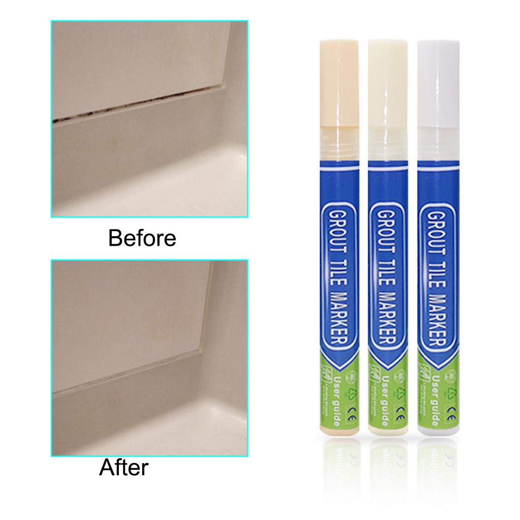 Tile Grout Marker, Grout Paint, Waterproof Tile Repair Pen, Tile Repair Pen for Bathroom, Kitchen, Flooring Tiles (Light Grey)