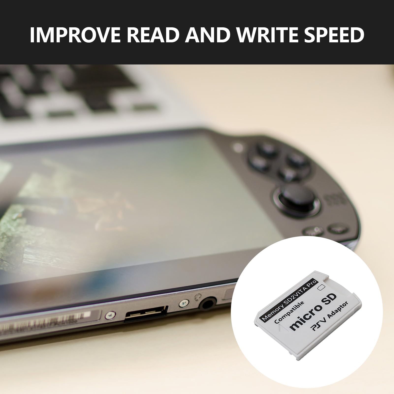 SD2vita, Carte Mémoire PS Vita, Carte Memoire PS Vita, Adaptateur Grosse Carte Mémoire, PS Vita, PSP Vita, PSvita, Convertisseur pour PS Vita 1000 2000, Couverture Complète