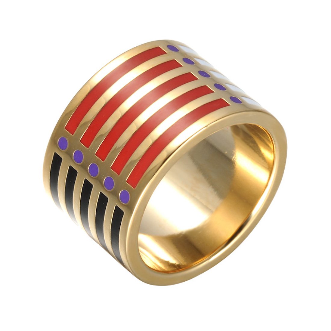 Homvare Women's 18K Gold Plated Handmade Enamel Ring S6 - Red