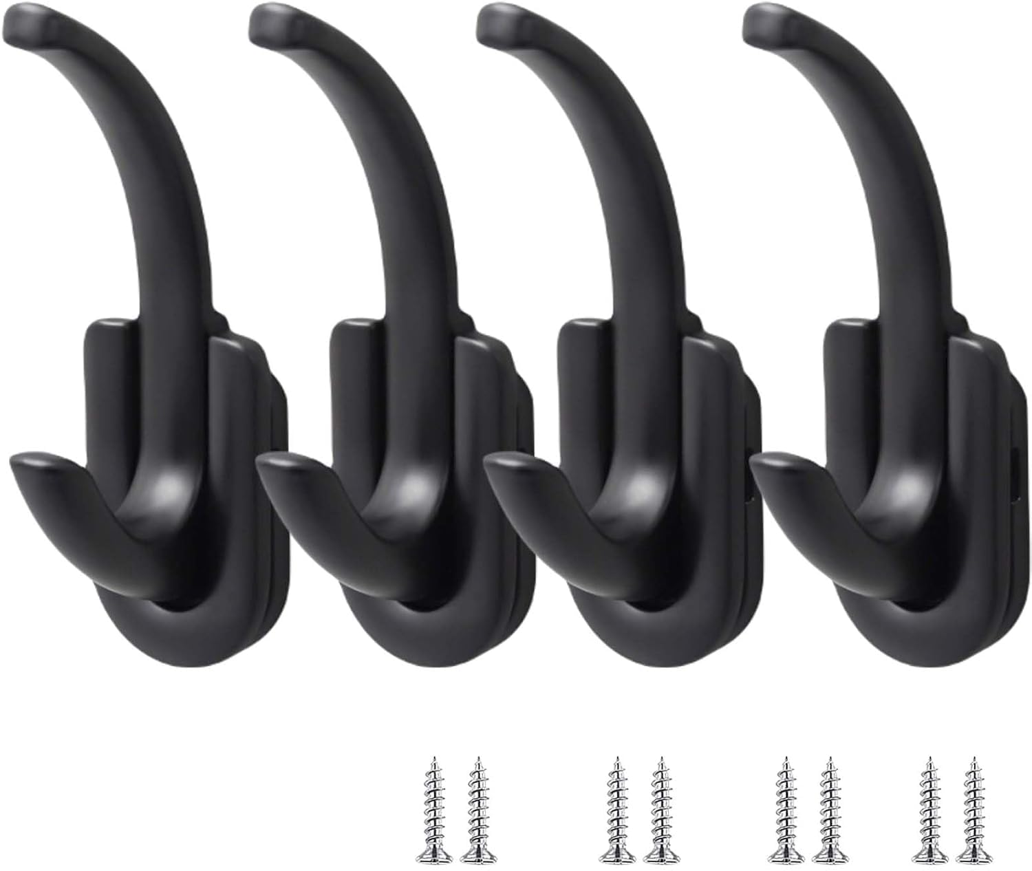 Paqwtyb Black Hooks, 4 Pack Metal Hook Wall-Mounted Coat