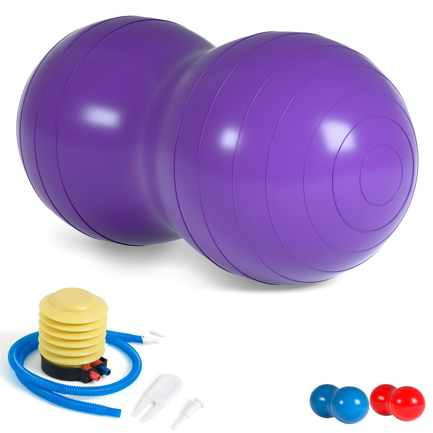 DASKING Palla Arachidi per Bambini Terapia, Anti Scoppio Palla Esercizio 90x45cm Peanut Yoga Ball con Pompa, Gym Fitness Ball per Gravidanza Nascita, Fisioterapia Sensoriali Bambini, Donne, Uomini
