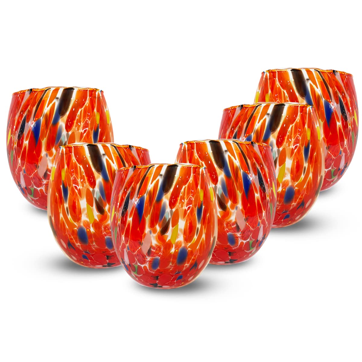Gocce di Murano 6 vasos de vino elaborados según la tradición de los artesanos de Murano, vaso soplado y hecho a mano 200 ml – copas de vino elegantes y preciosas