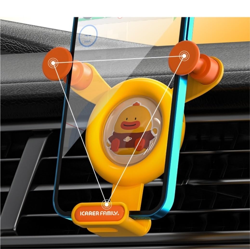 Supporto Telefono Porta Cellulare Universale per Auto Emoticon Clip Fit for Air Outlet Lapto, Veicoli Accessorie Prodotti per Auto(Yellow)